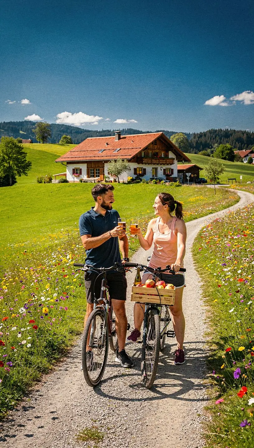 Eine Gruppe von Reisenden, die durch die bunten Straßen von Lübeck schlendern und die Architektur bewundern.